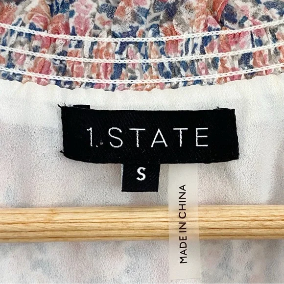 1.State Dress Sunwashed Floral Print High Low Pink Blue Women’s Size Small - Picture 7 of 10